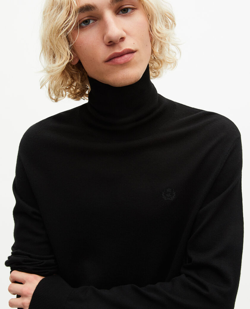 The Kooples HOMME BLACK pull col roulé en laine mérinos noir