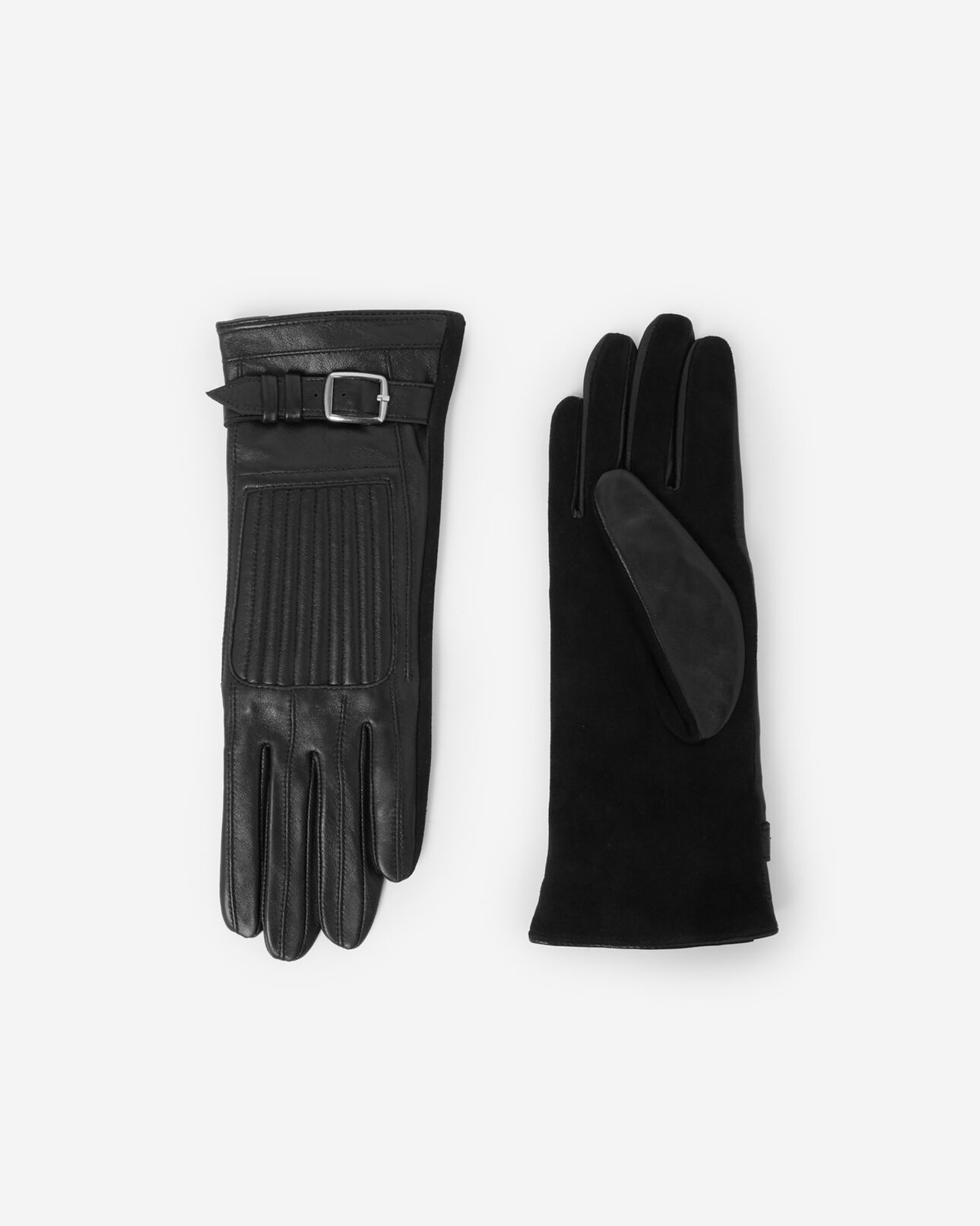The Kooples DAMEN BLACK schwarze lederhandschuhe mit schnalle