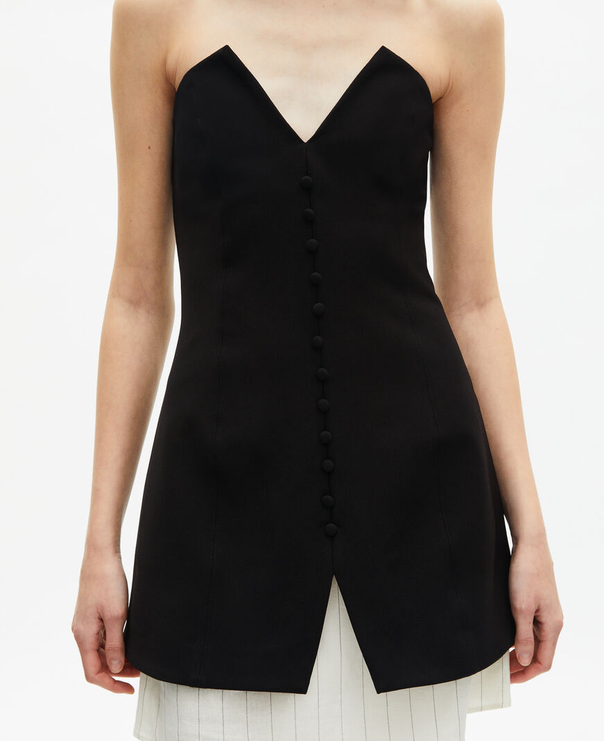The Kooples WOMEN BLACK black two-material strapless short dress