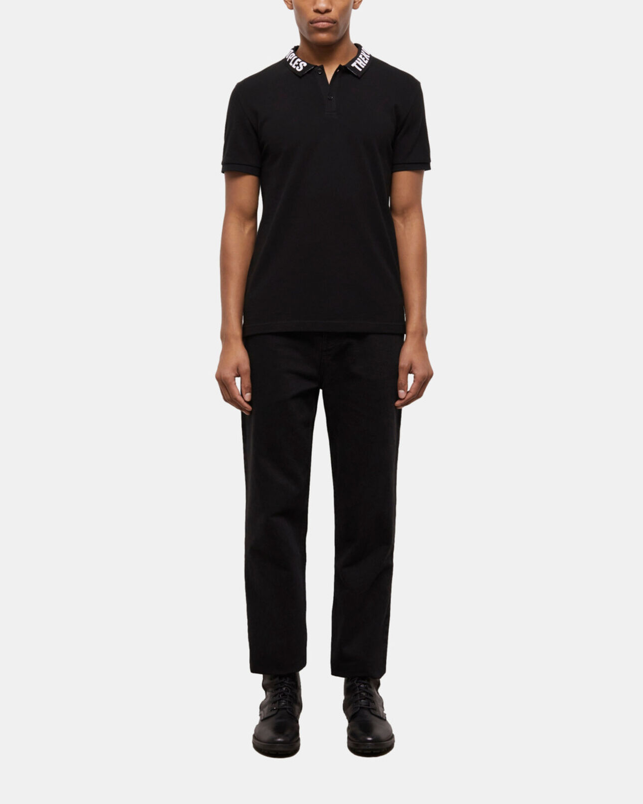 The Kooples HOMME BLACK polo à col logo noir