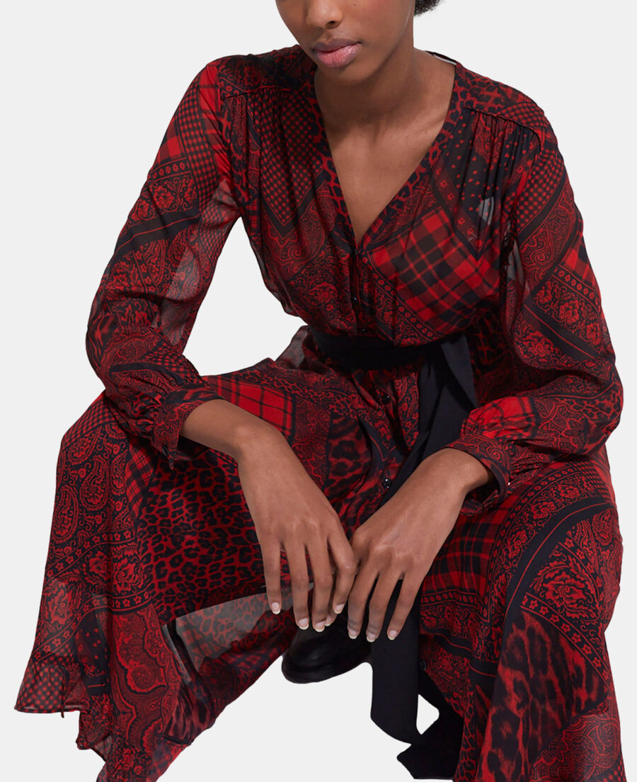 long red printed dress