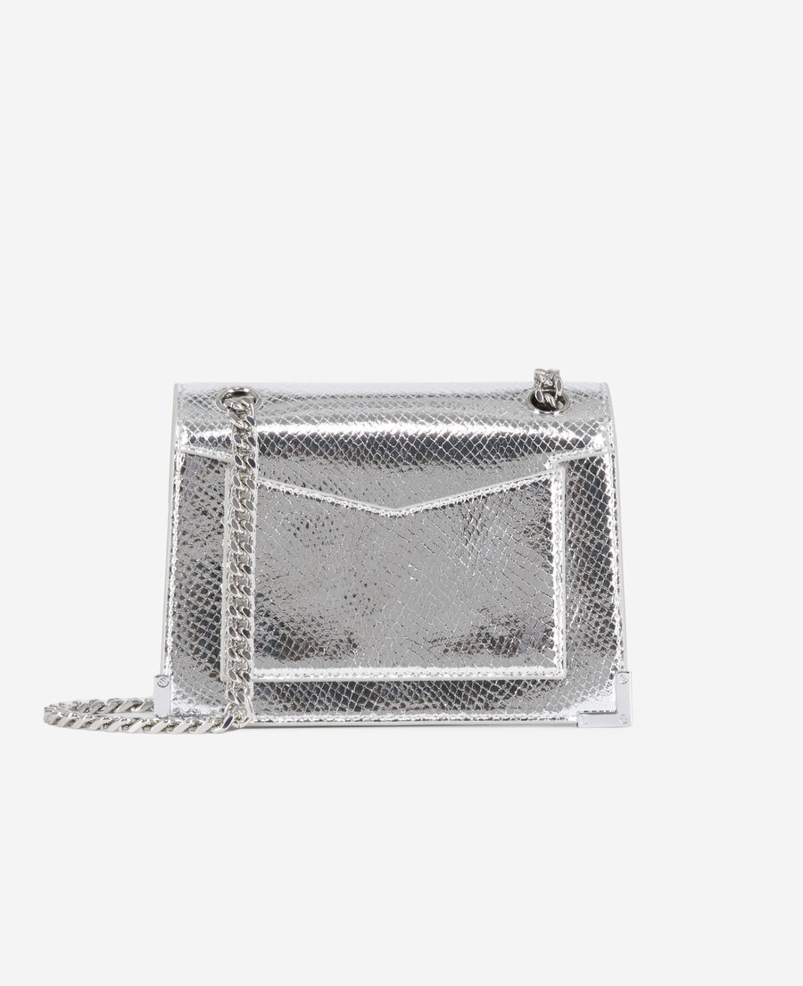 The Kooples WOMEN ANTIC SILVER emily chain bag in silver python-effect leather