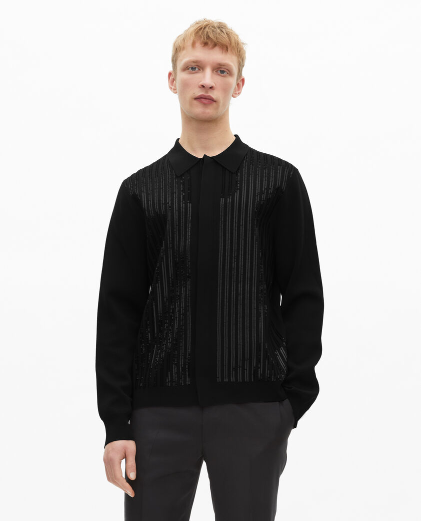 The Kooples HOMME BLACK cardigan à sequins noir