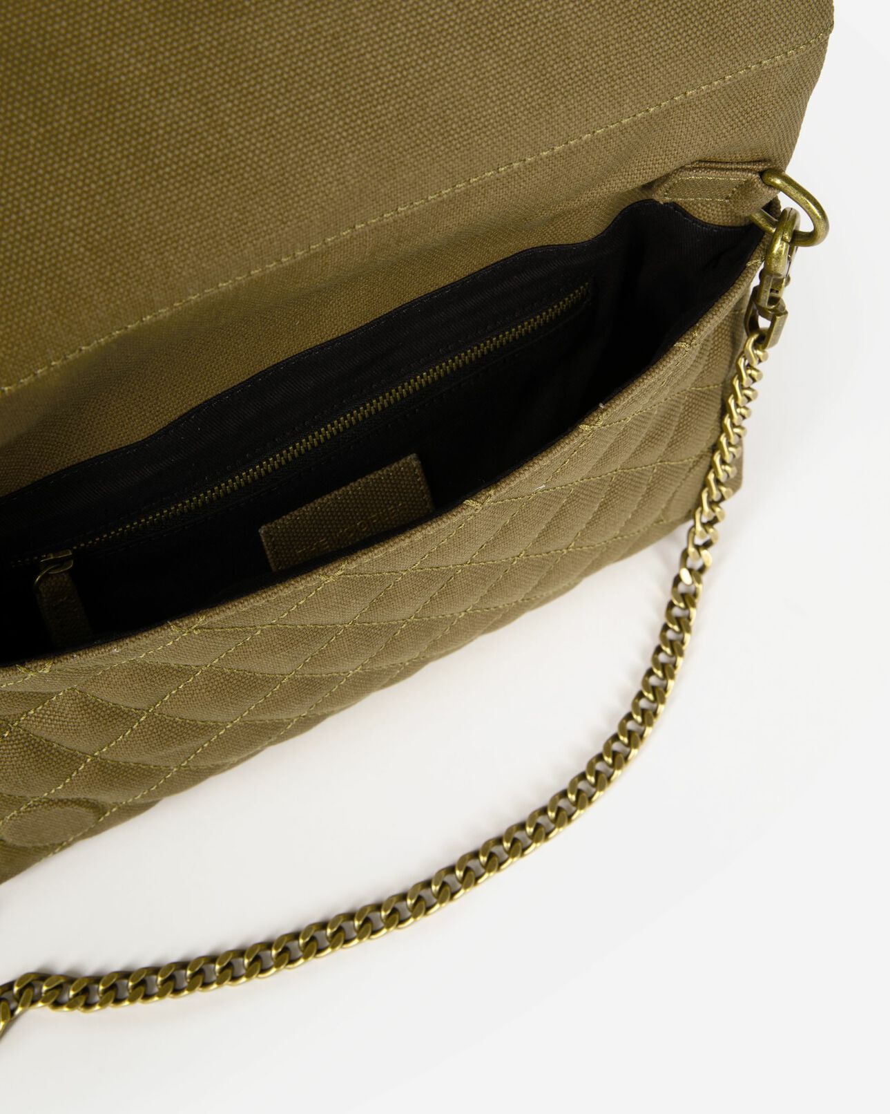 The Kooples WOMEN KAKI small khaki canvas heritage clutch bag