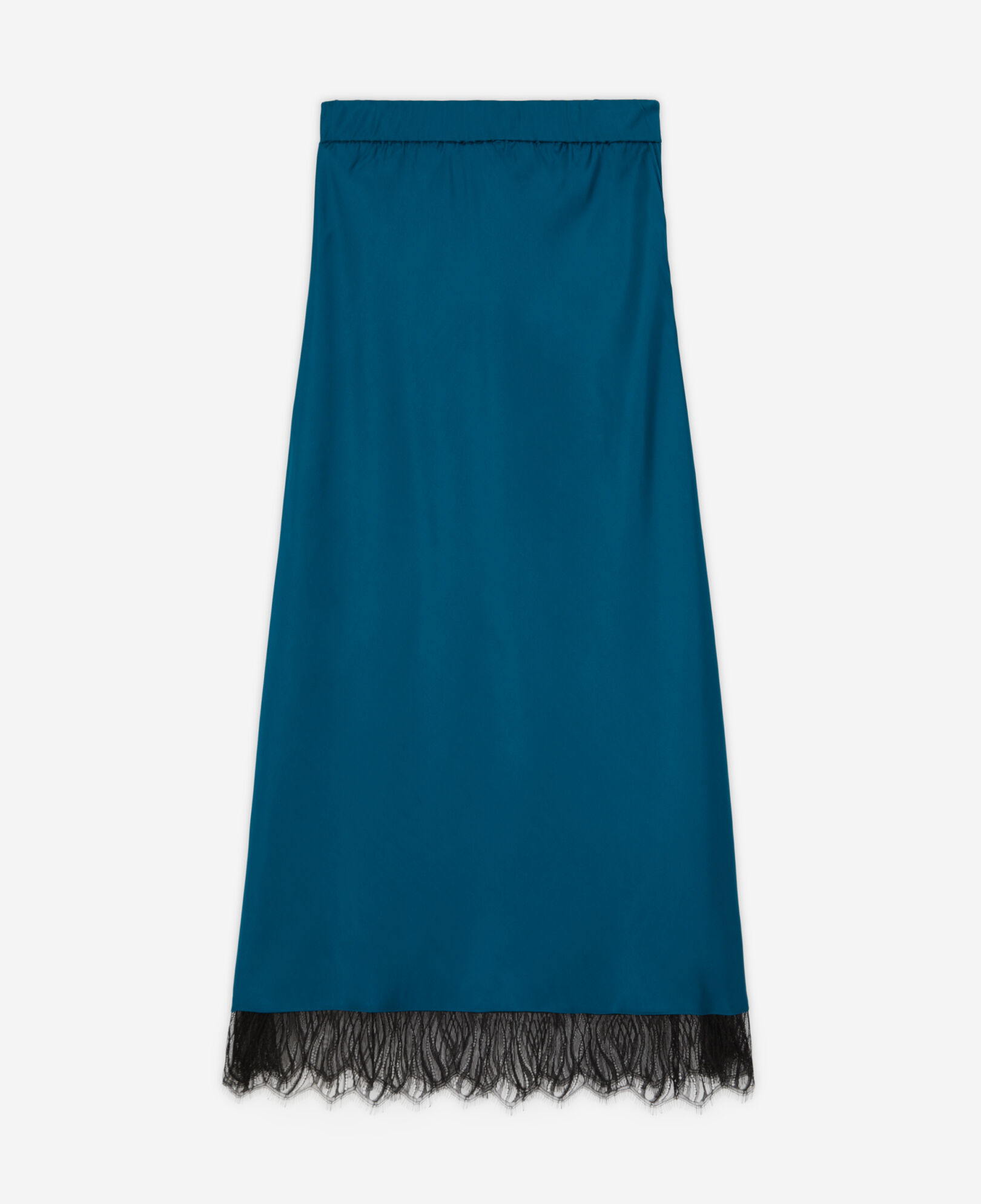 The Kooples FEMME MEDIUM BLUE jupe bleue longue avec détails en dentelle