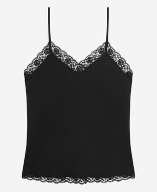 The Kooples WOMEN BLACK black silk and lace camisole