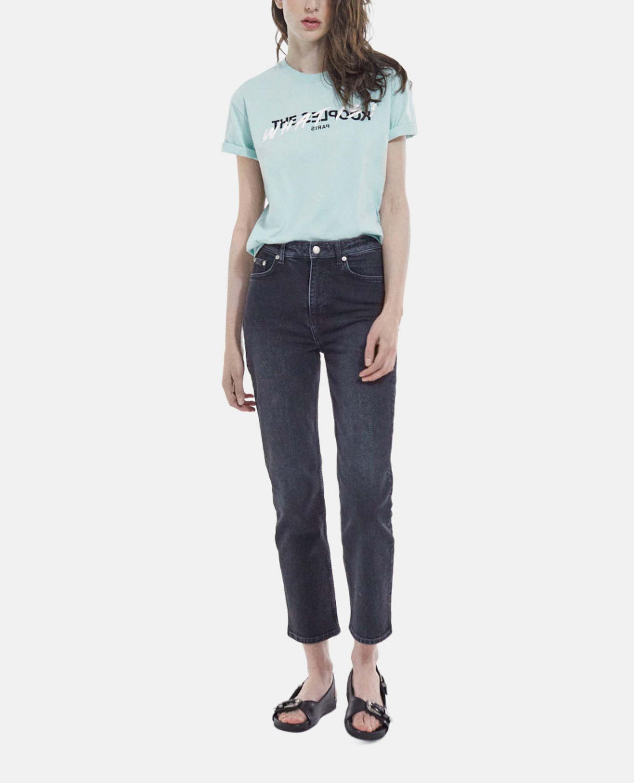 Light green cotton T shirt with inverted logo The Kooples UK