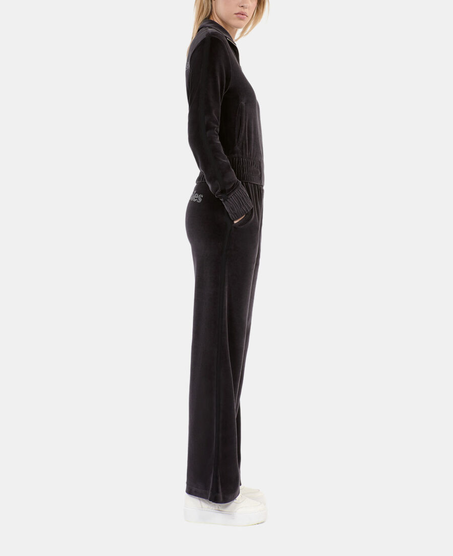 The Kooples FEMME BLACK sweatshirt logo en velours noir