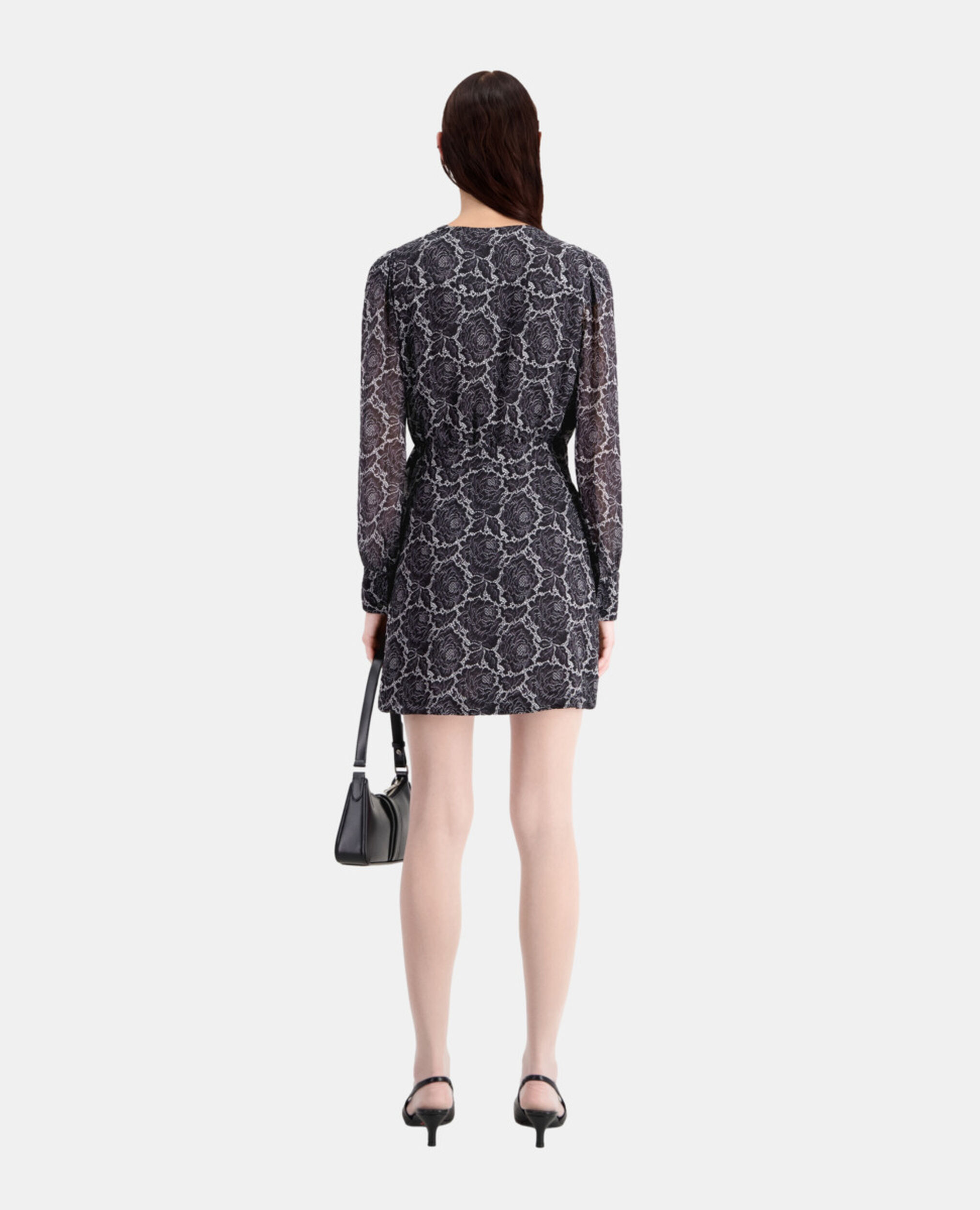 Short printed wrap dress, BLACK, hi-res image number null