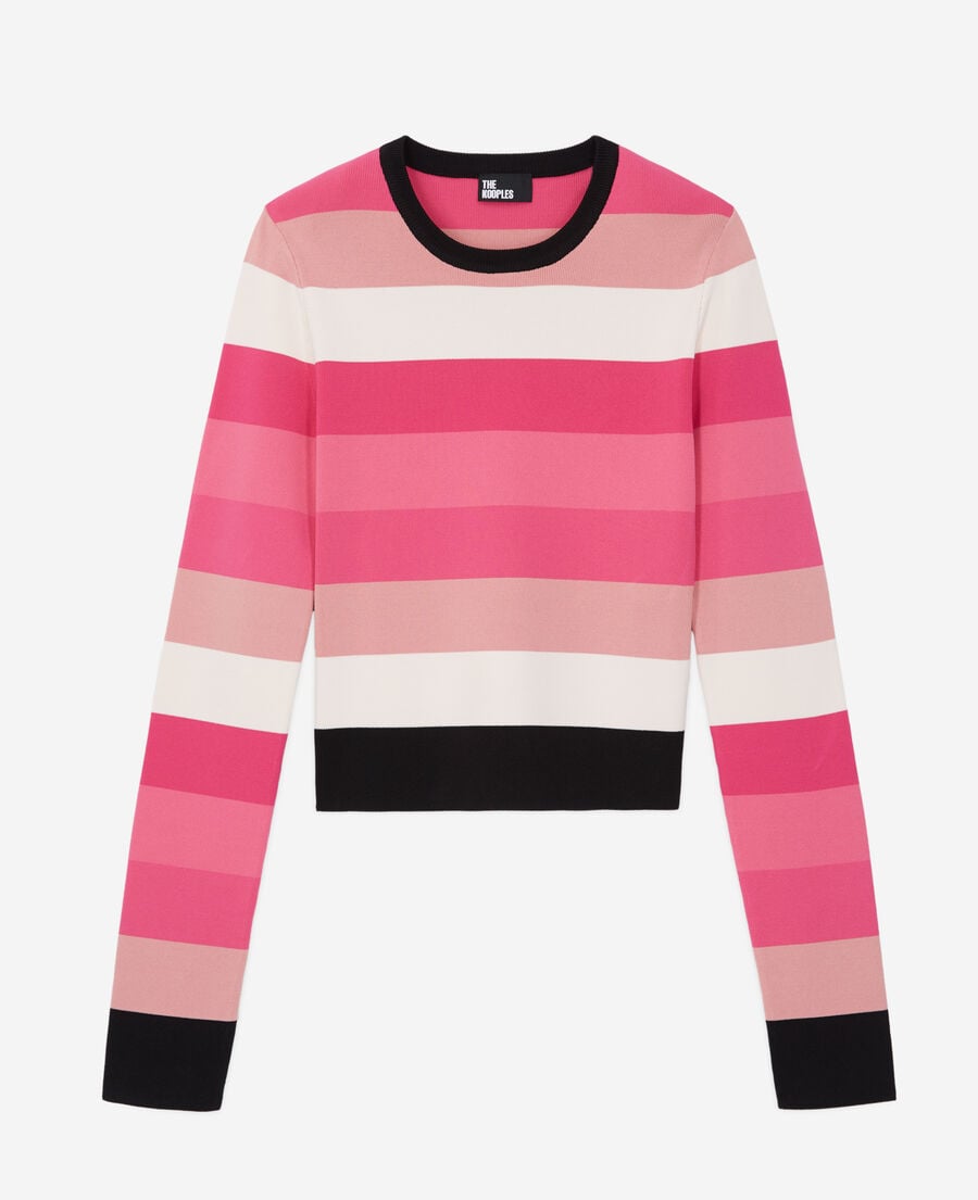 The Kooples WOMEN LIGHT PINK/DARK PINK/BLAC short pink striped sweater