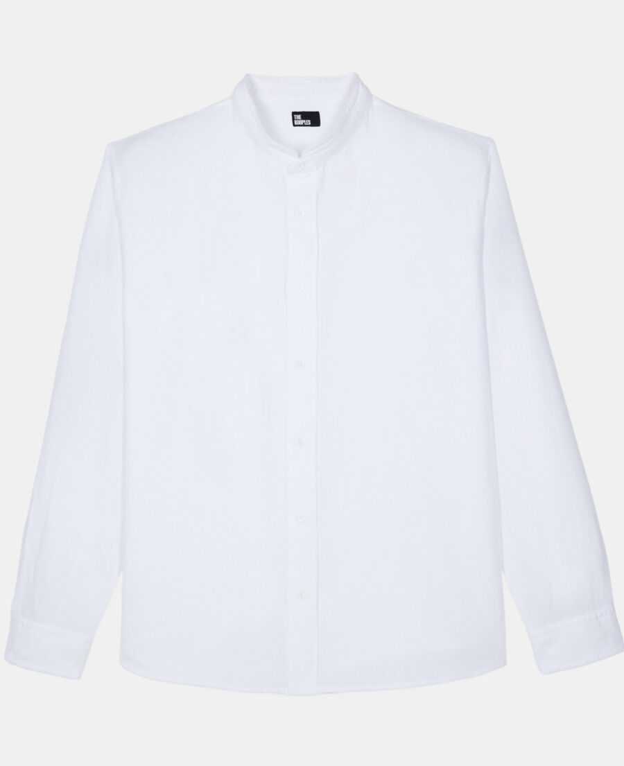 The Kooples HOMME WHITE chemise en coton et lin blanche
