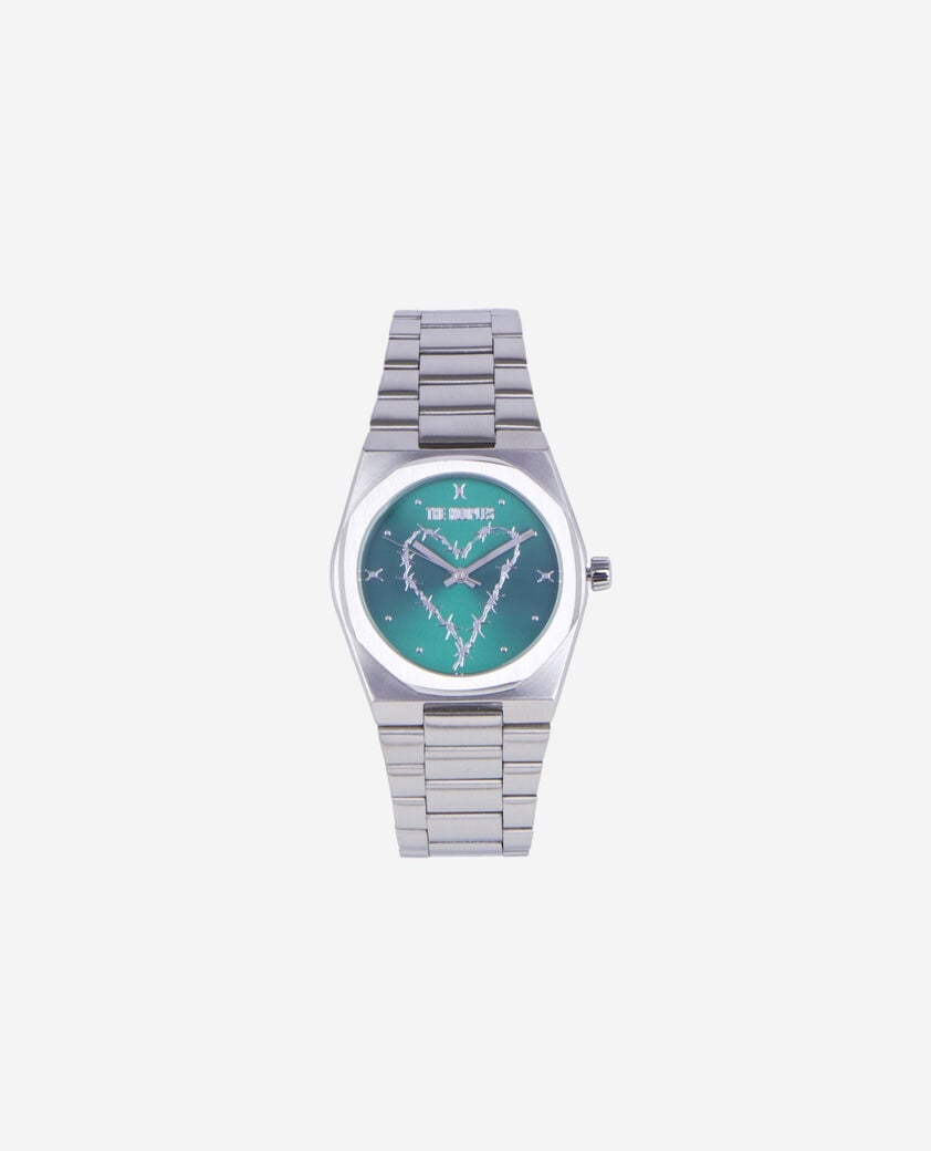 The Kooples MIXTE SILVER montre avec coeur argent&eacute;e cadran vert