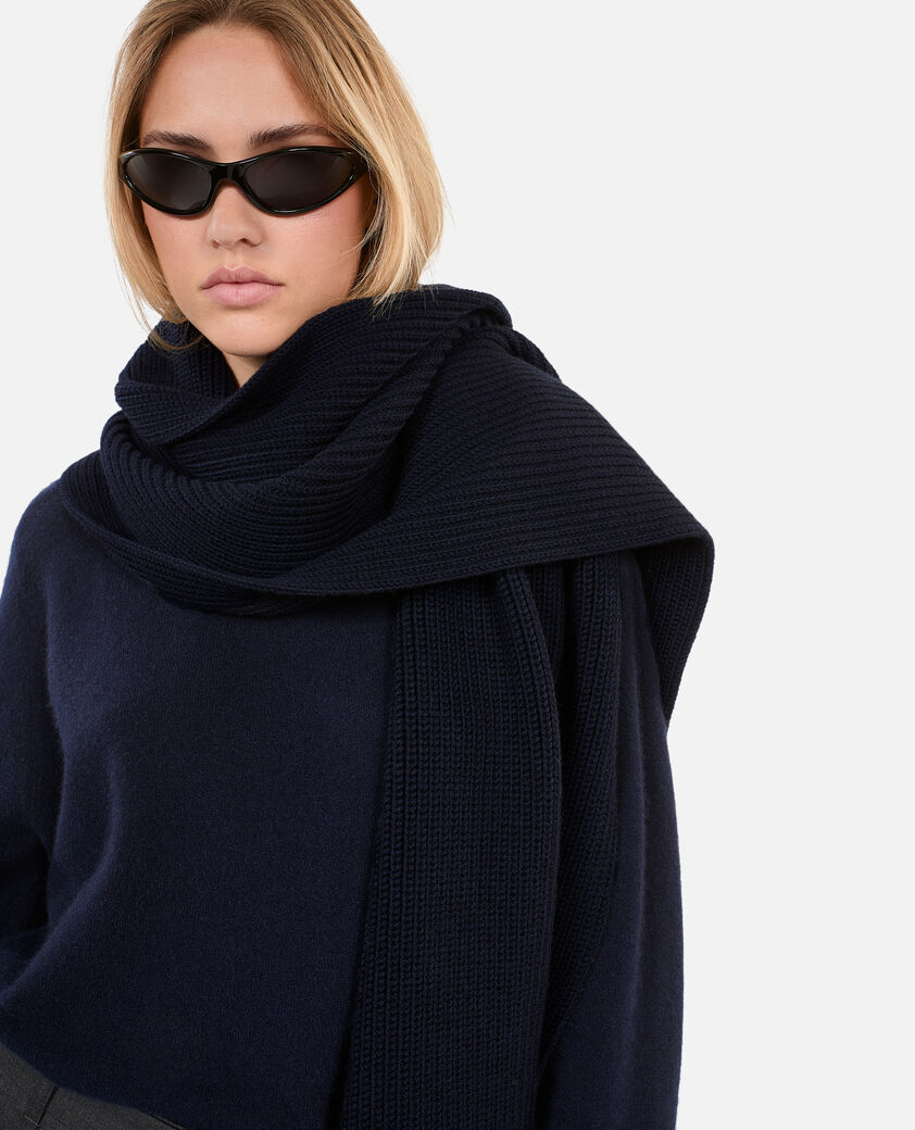 The Kooples MIXED DARK BLUE blue wool scarf