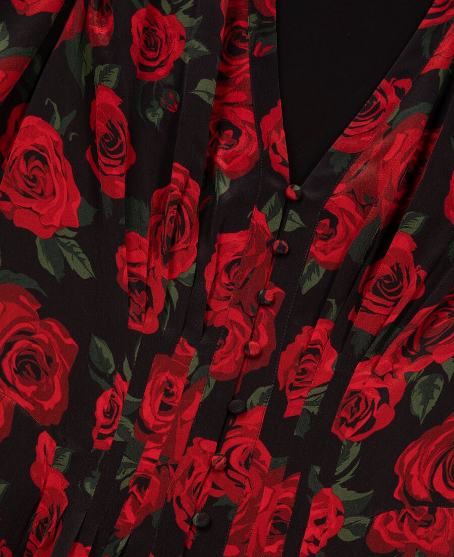 The Kooples F BLACK - RED red floral print short dress