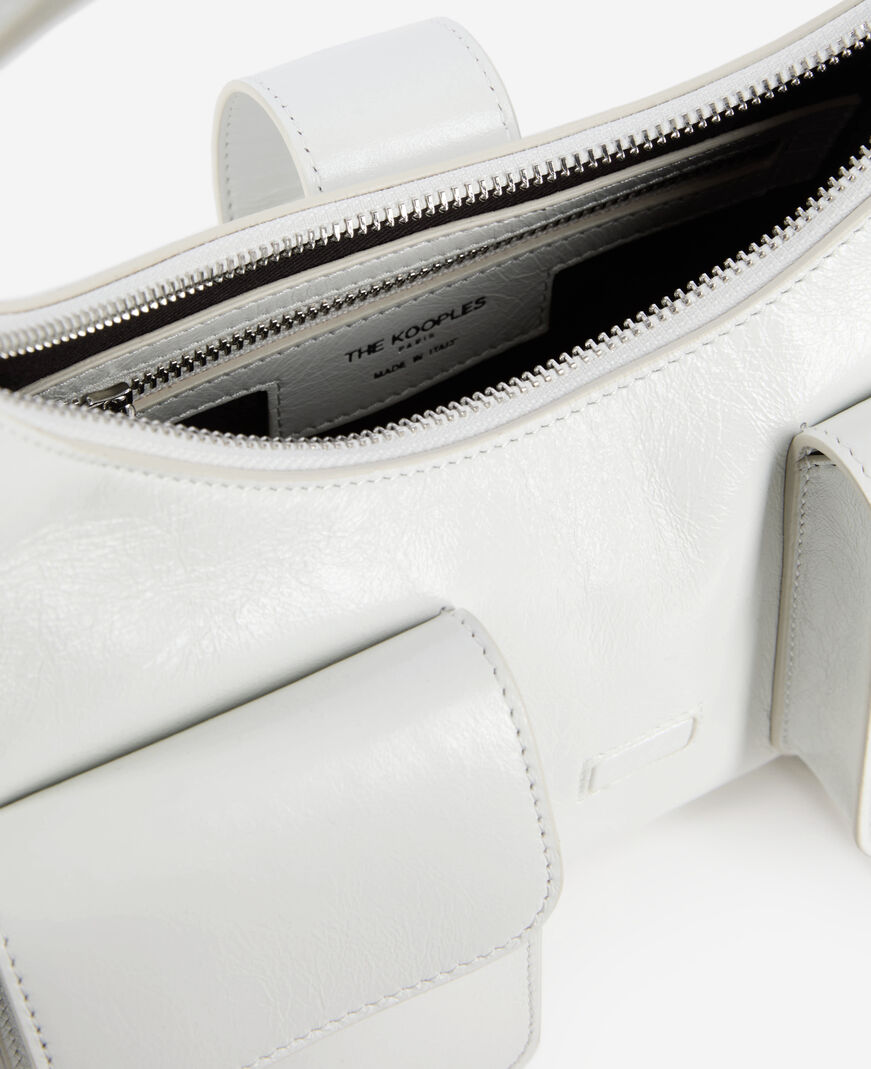 The Kooples DAMEN WHITE weiße amelia tasche aus leder mit vintage-behandlung