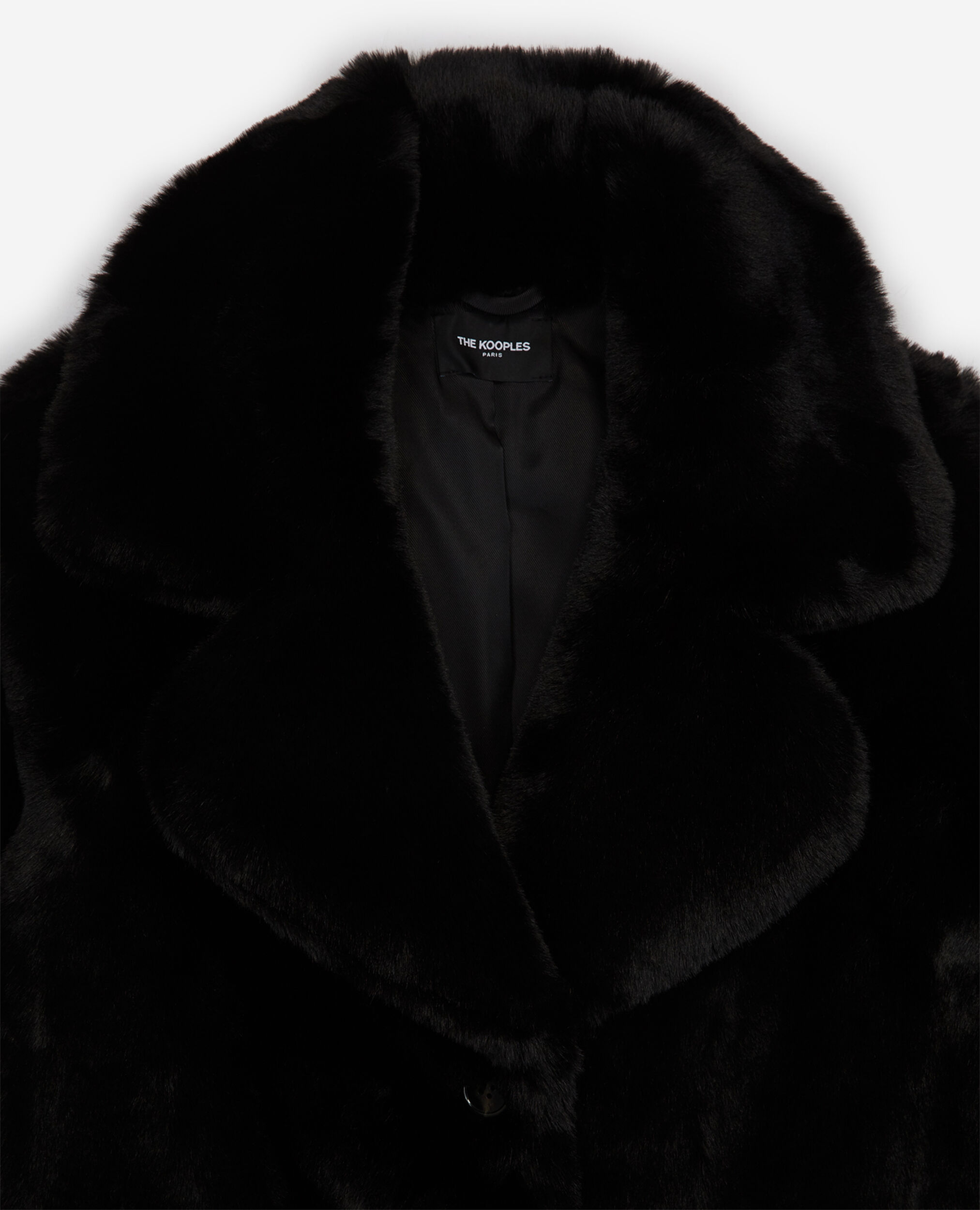 Long black faux fur coat, BLACK, hi-res image number null