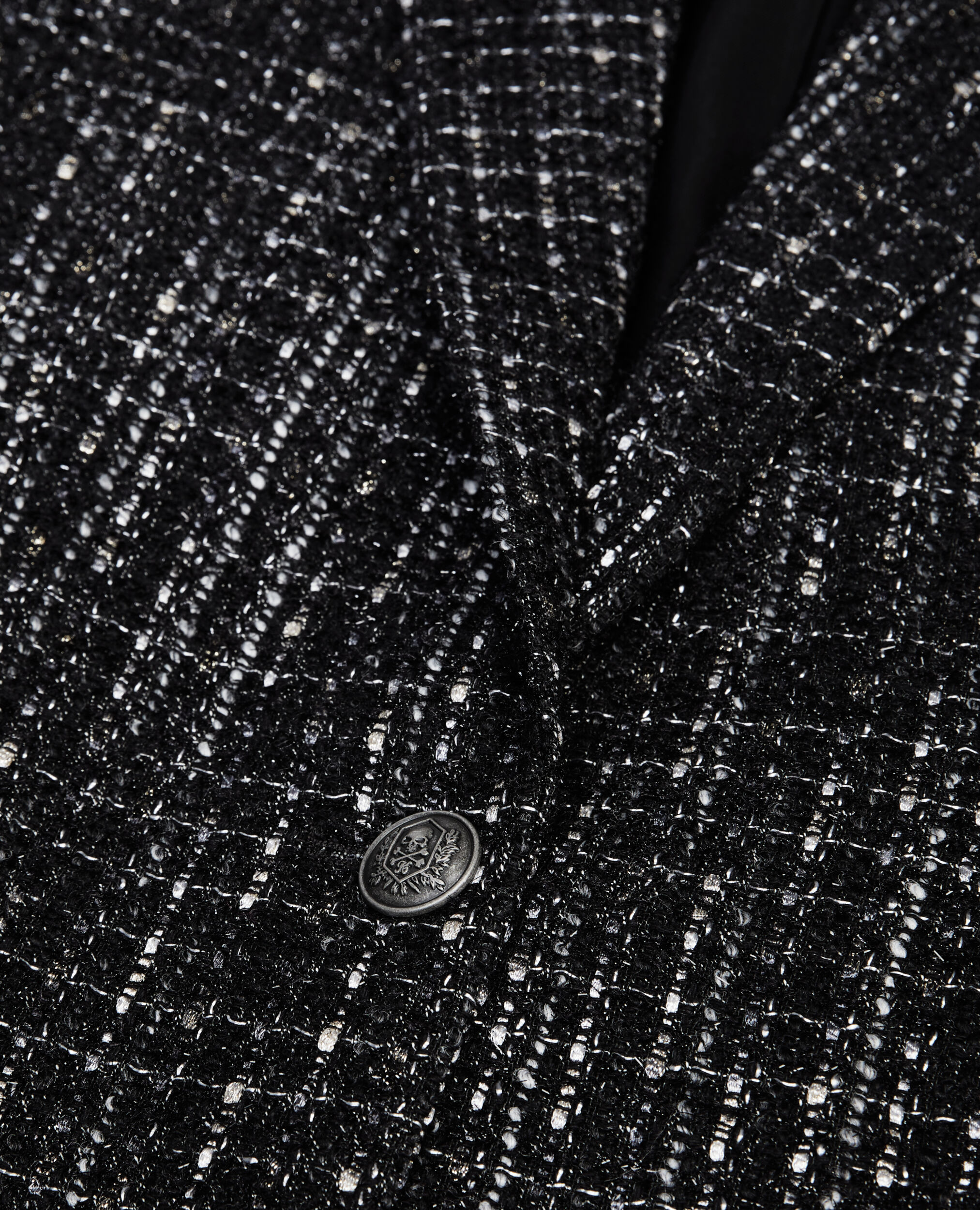 Veste tailleur noire et blanche en tweed, BLACK WHITE, hi-res image number null
