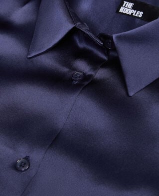 The Kooples WOMEN NIGHT BLUE blue satin silk shirt