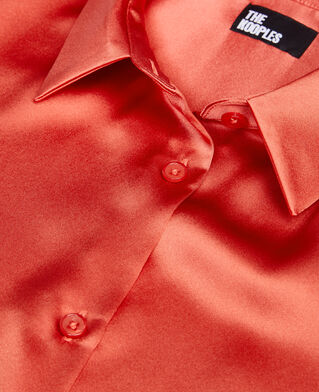The Kooples FEMME RED BRIQUE chemise en soie satin rouge