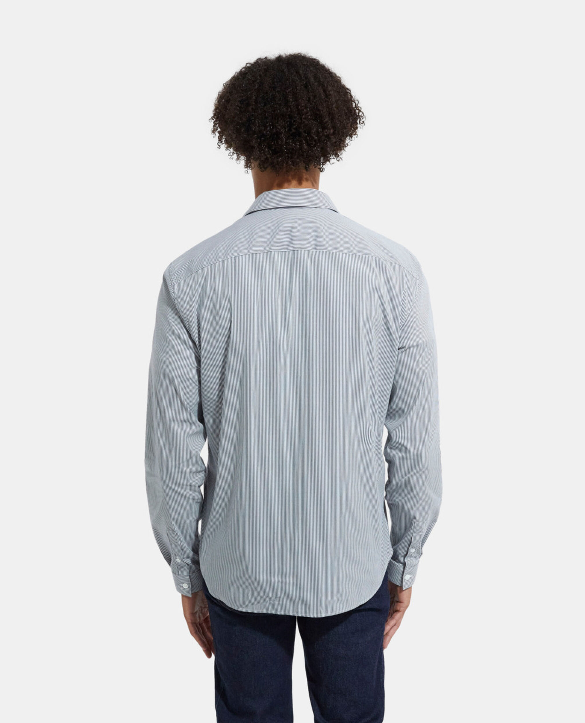 Striped shirt with classic collar, GREY-WHITE, hi-res image number null