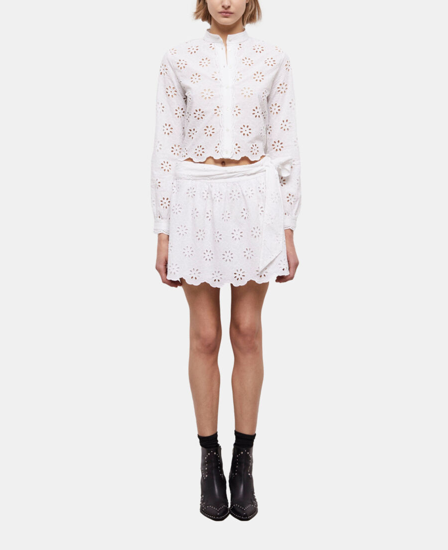 The Kooples WOMEN WHITE short white skirt with broderie anglaise