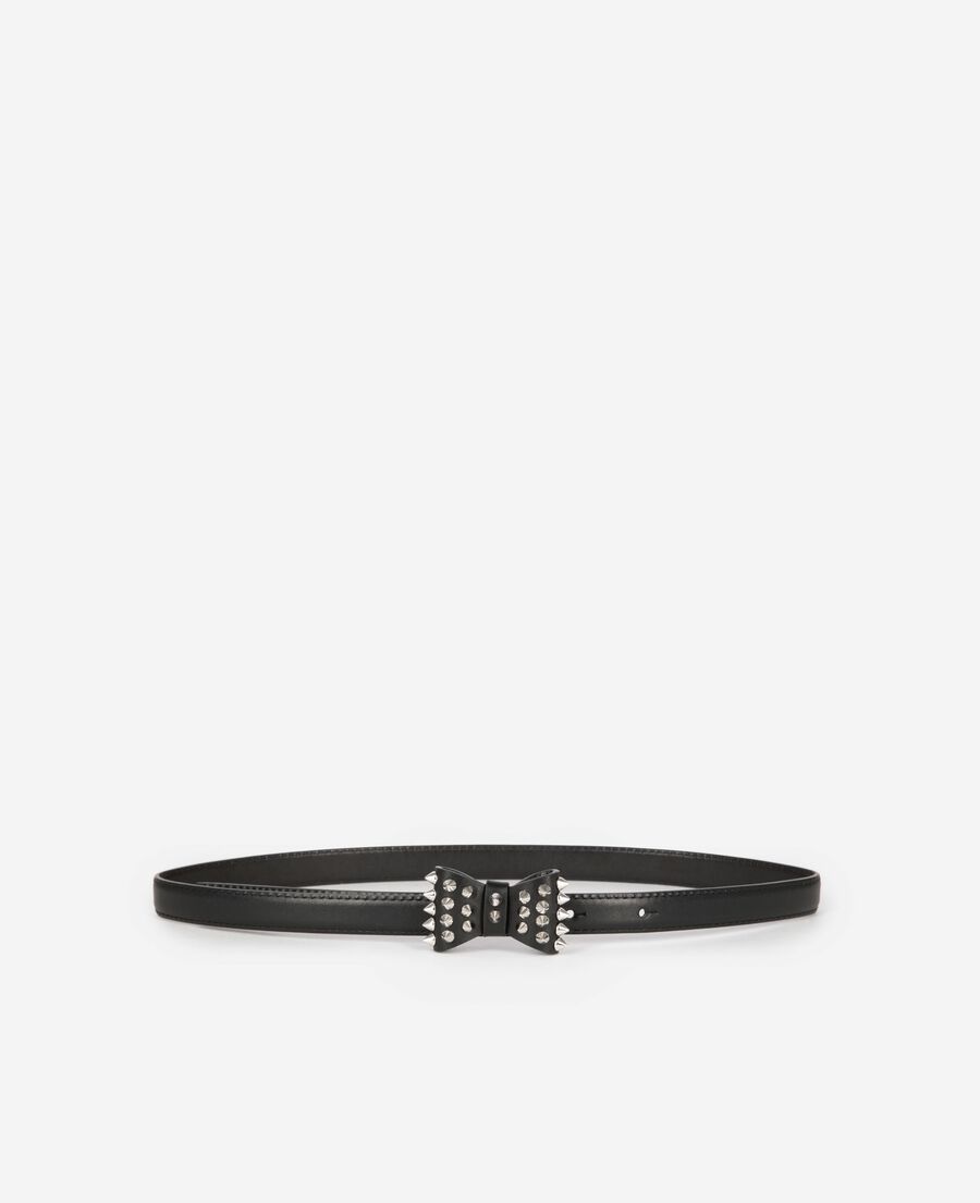 The Kooples WOMEN BLACK slim black leather belt with bow