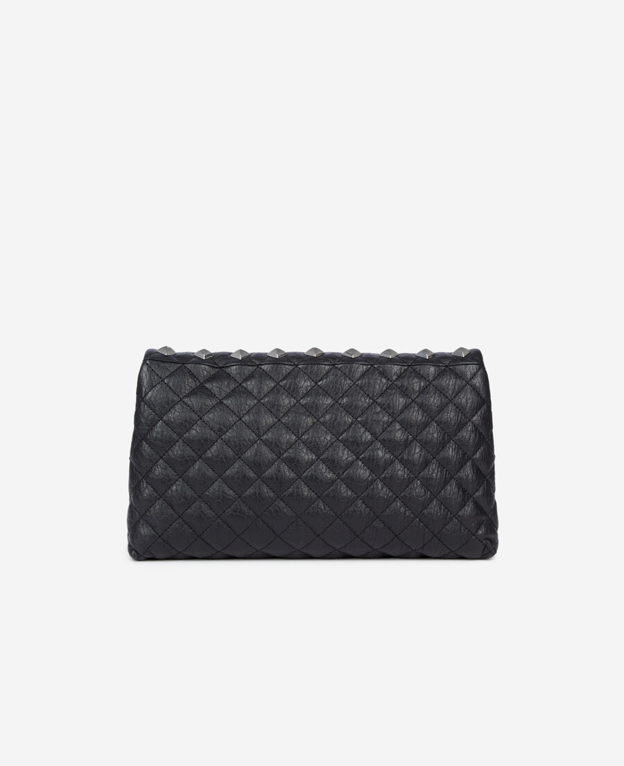 The Kooples FEMME BLACK pochette h&eacute;ritage medium en cuir noir
