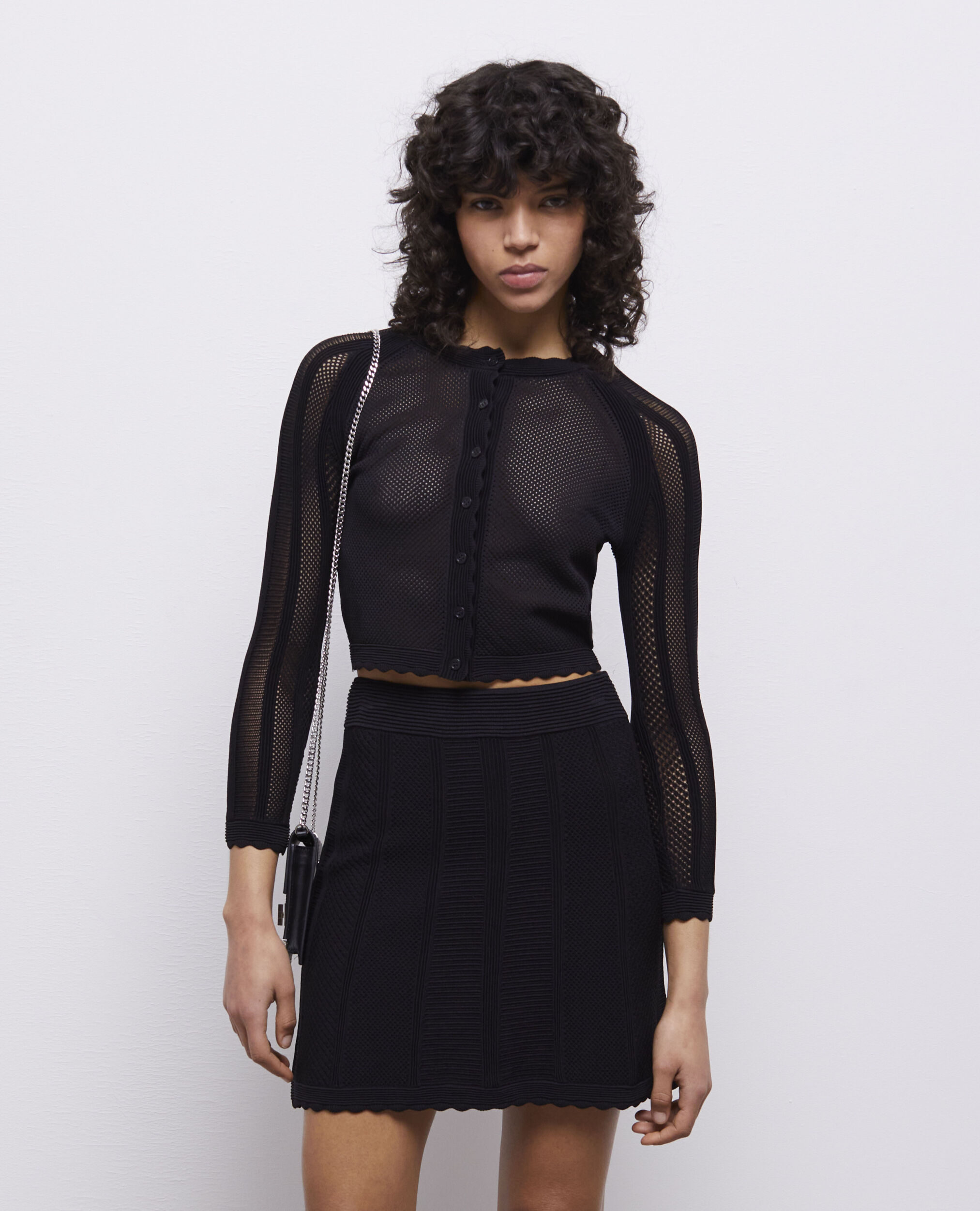 Short black knit skirt, BLACK, hi-res image number null