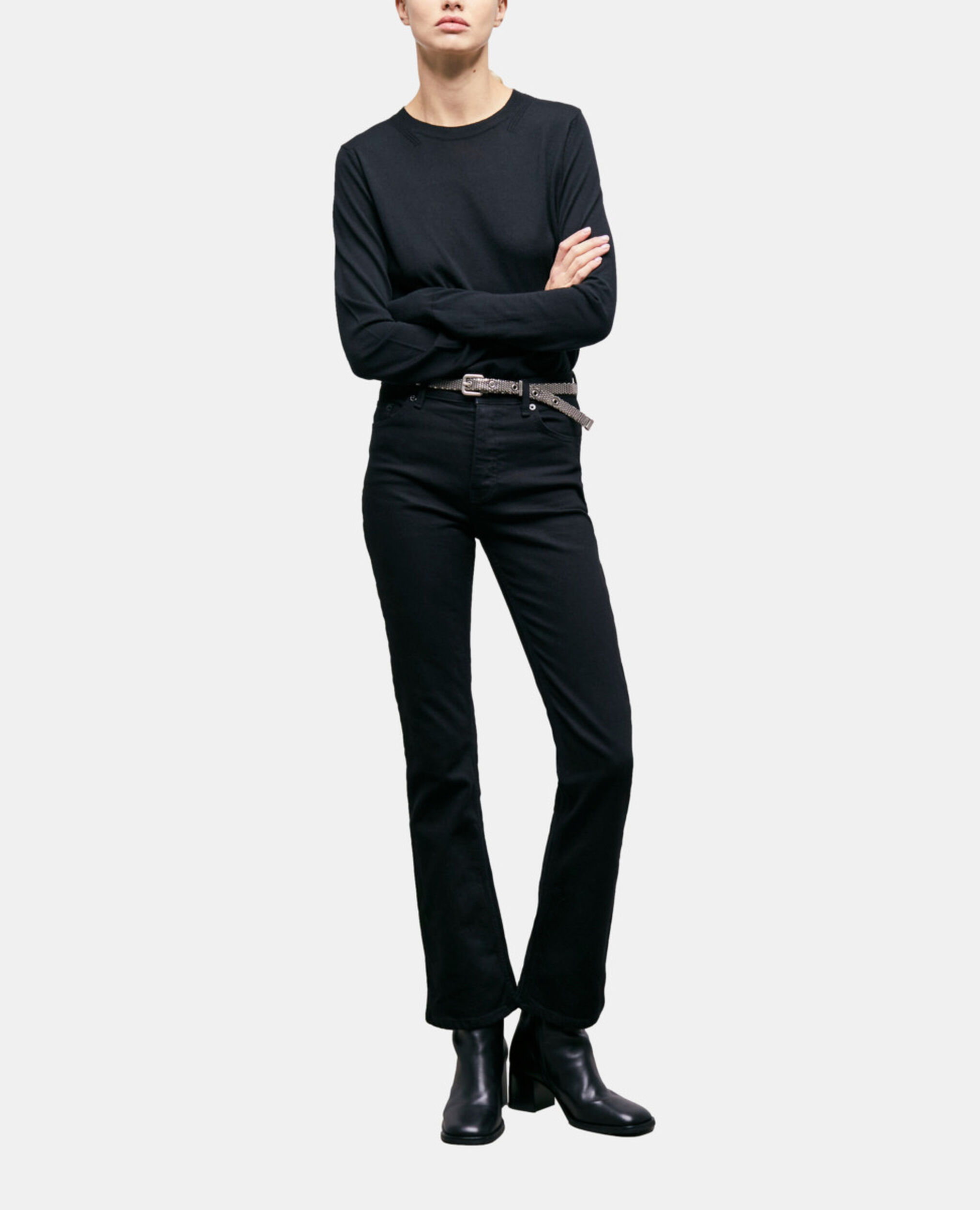Black flare jeans, BLACK, hi-res image number null