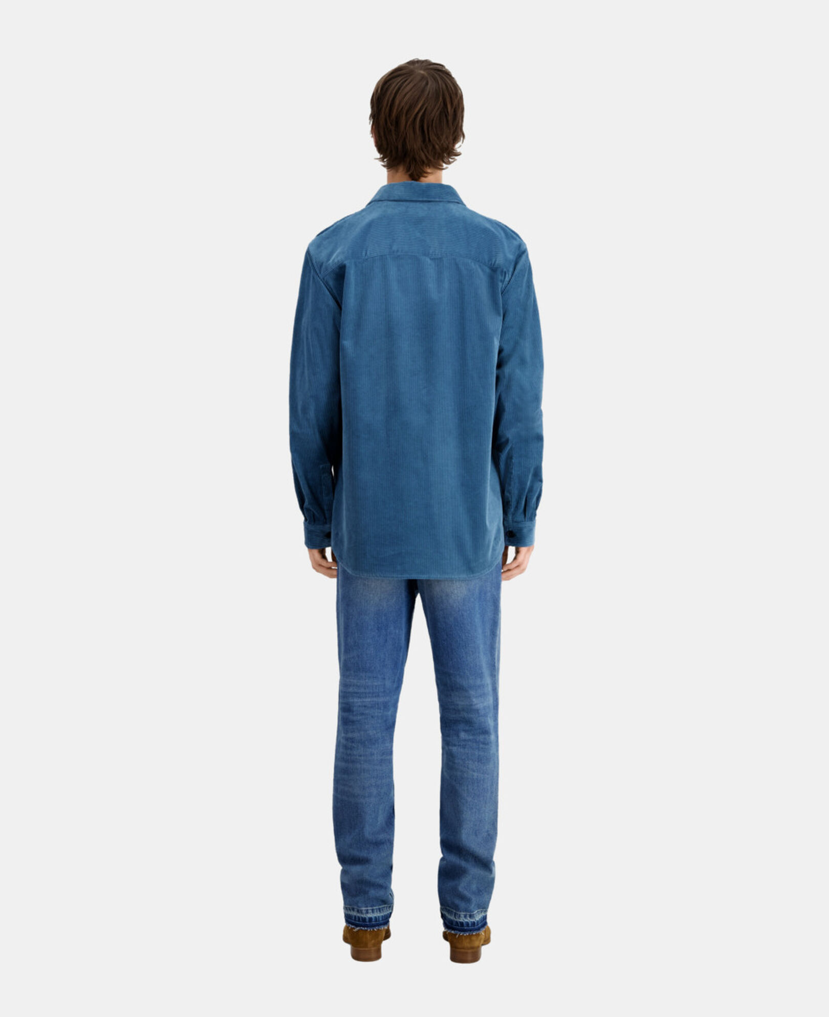 The Kooples MEN BLUE PETROL blue corduroy shirt