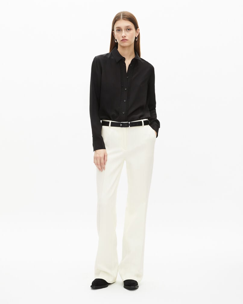 The Kooples FEMME ECRU pantalon tailleur en crêpe écru coupe droite