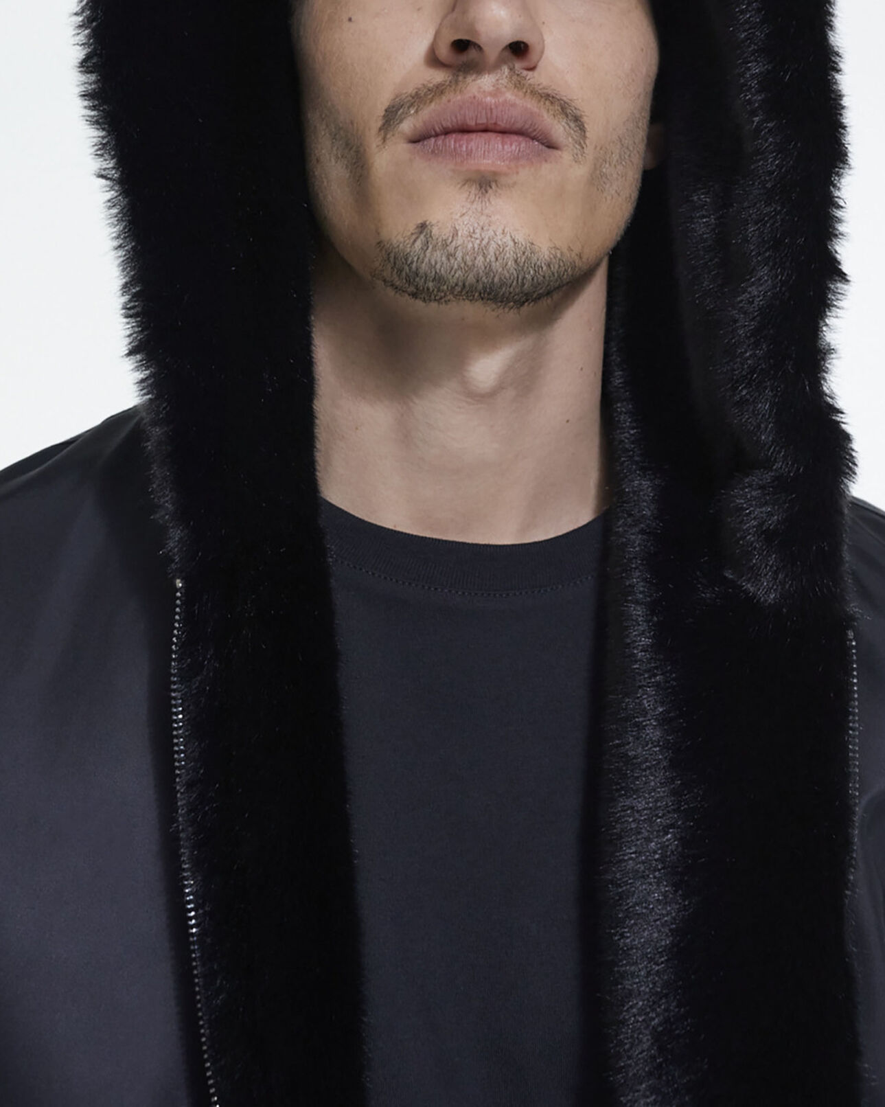 The Kooples HOMME BLACK manteau fausse fourrure à capuche gris