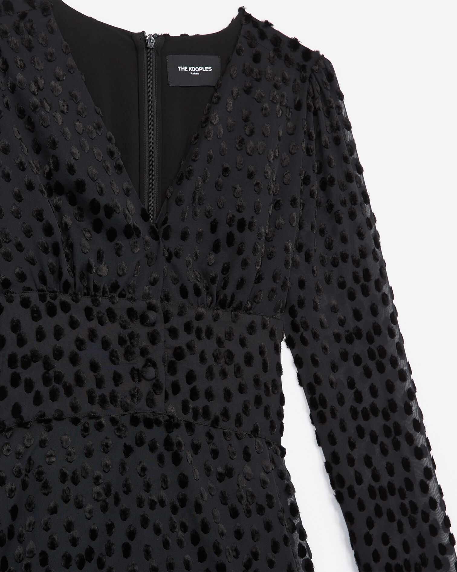 Robe courte noire à pois taille marquée, BLACK, hi-res image number null