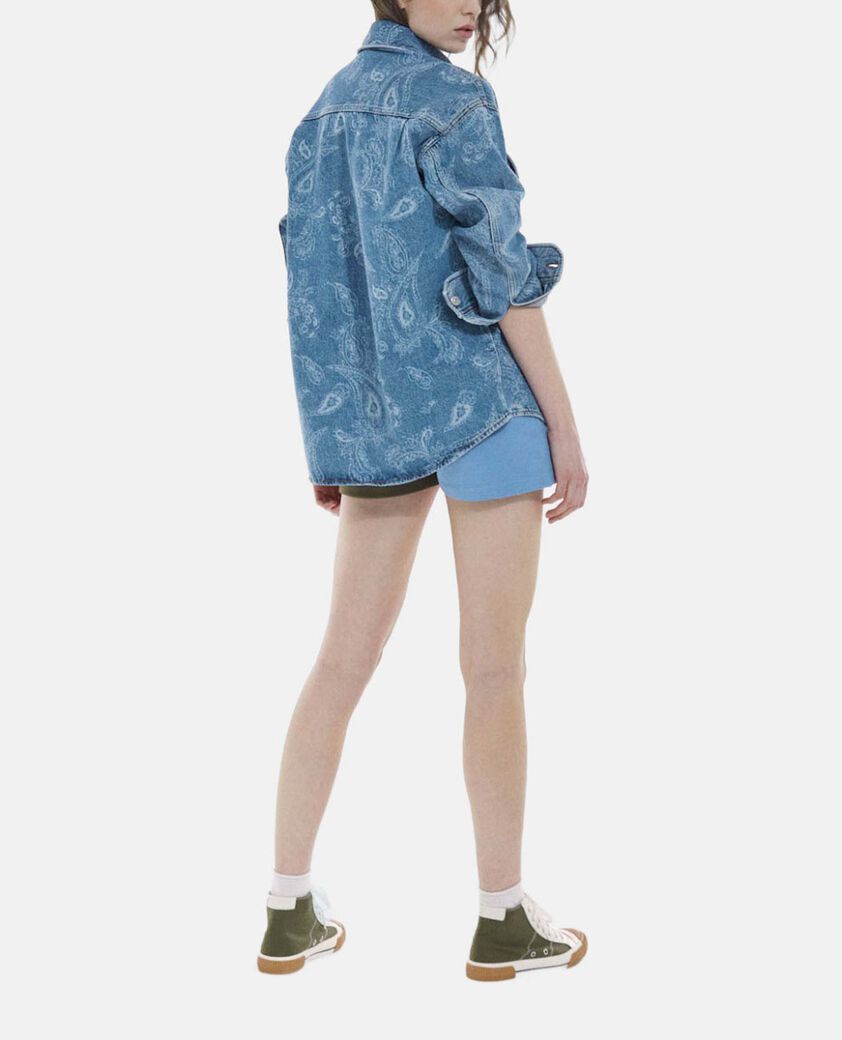 The Kooples FEMME BLEU KAKI ECRU short bleu et kaki molleton logo the kooples