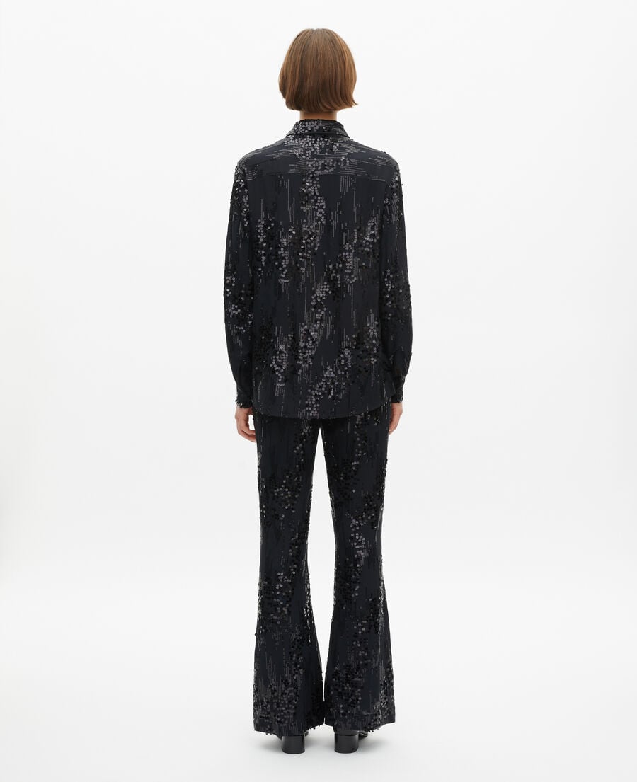 The Kooples MUJER BLACK camisa negra de lentejuelas