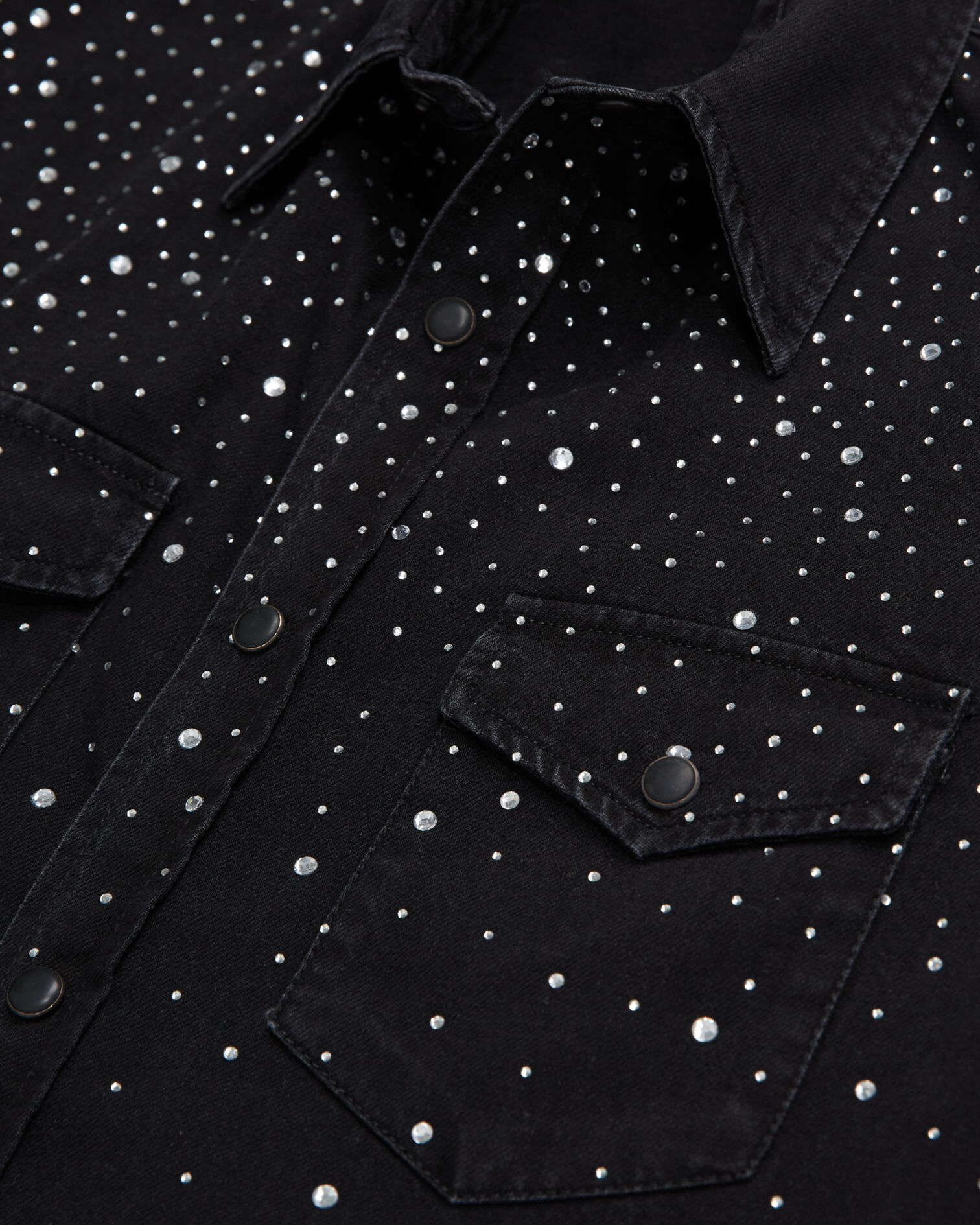 Chemise détails strass noire, BLACK WASHED, hi-res image number null