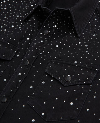 The Kooples F BLACK WASHED black shirt with rhinestone details