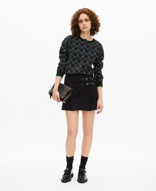 The Kooples F BLACK wrap skirt with short black western buckles