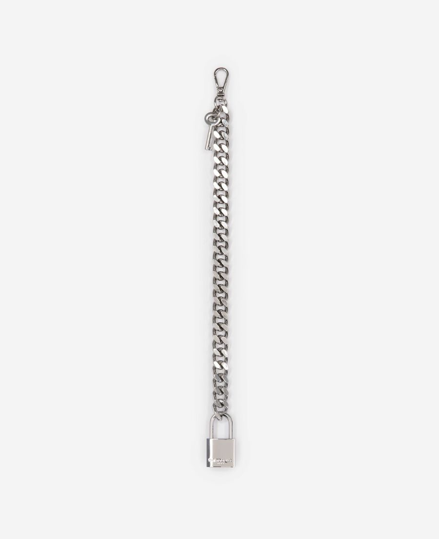 The Kooples F SILVER silver padlock and key chain bag charm