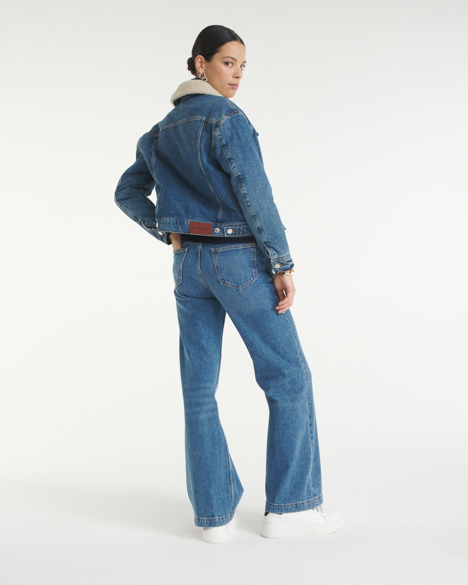 Blue jean jacket with lined collar, BLUE DENIM, hi-res image number null