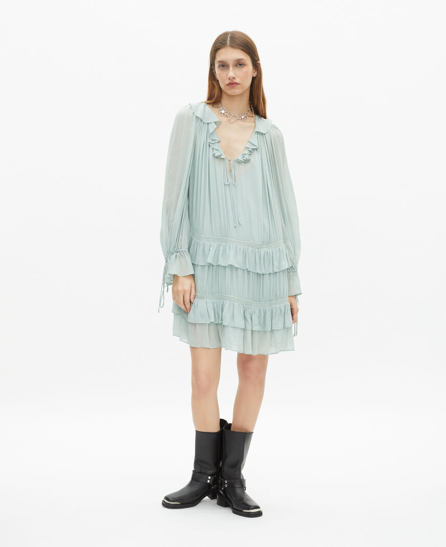 The Kooples DAMEN BLUE/GREEN kurzes kleid mit rüschen blau