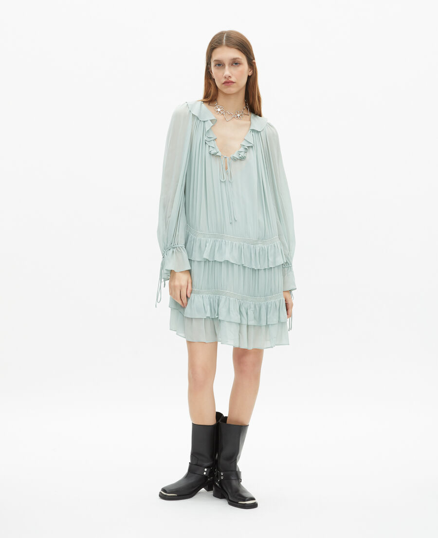 The Kooples DAMEN BLUE/GREEN kurzes kleid mit rüschen blau