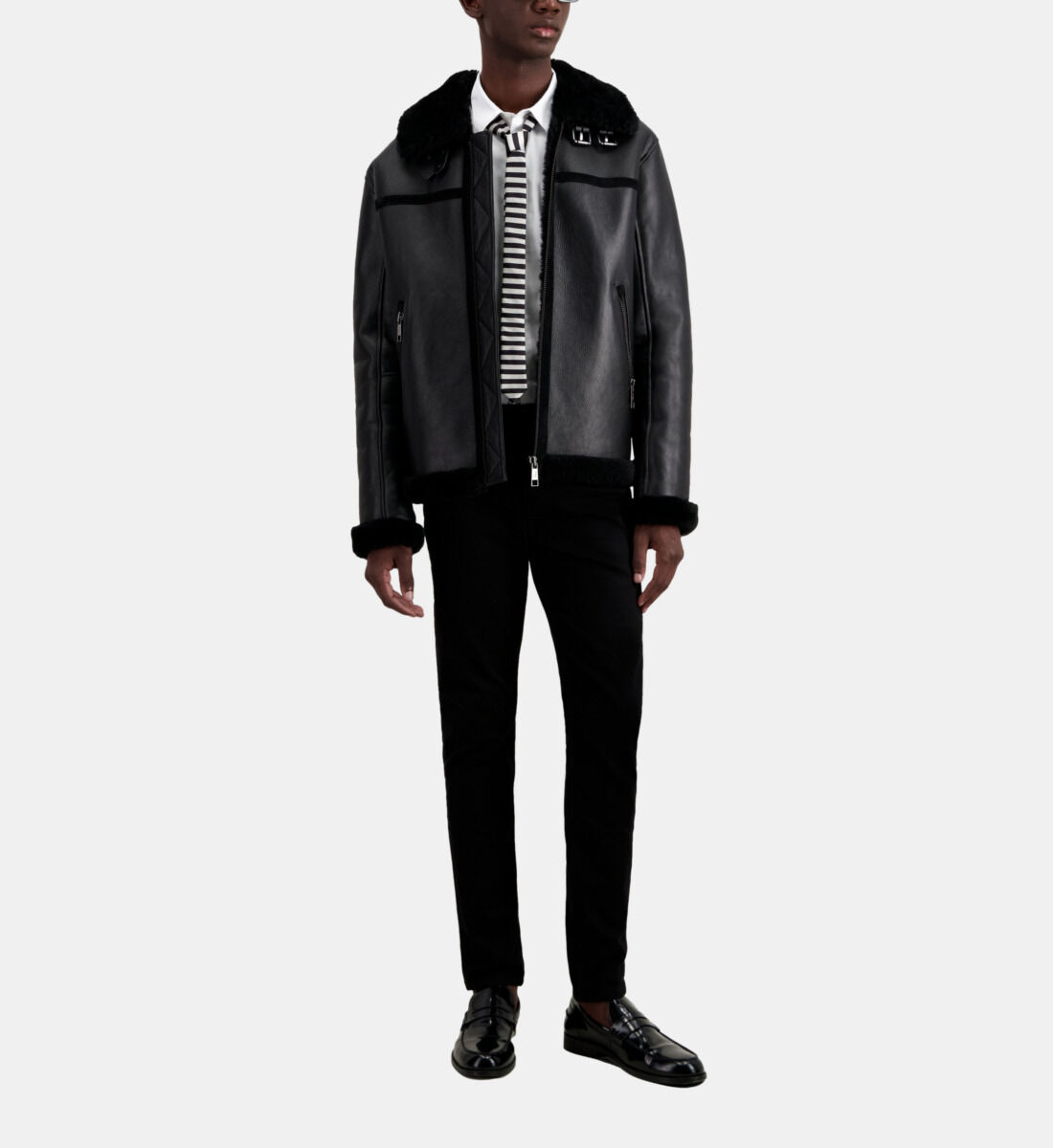 All black 2025 shearling jacket