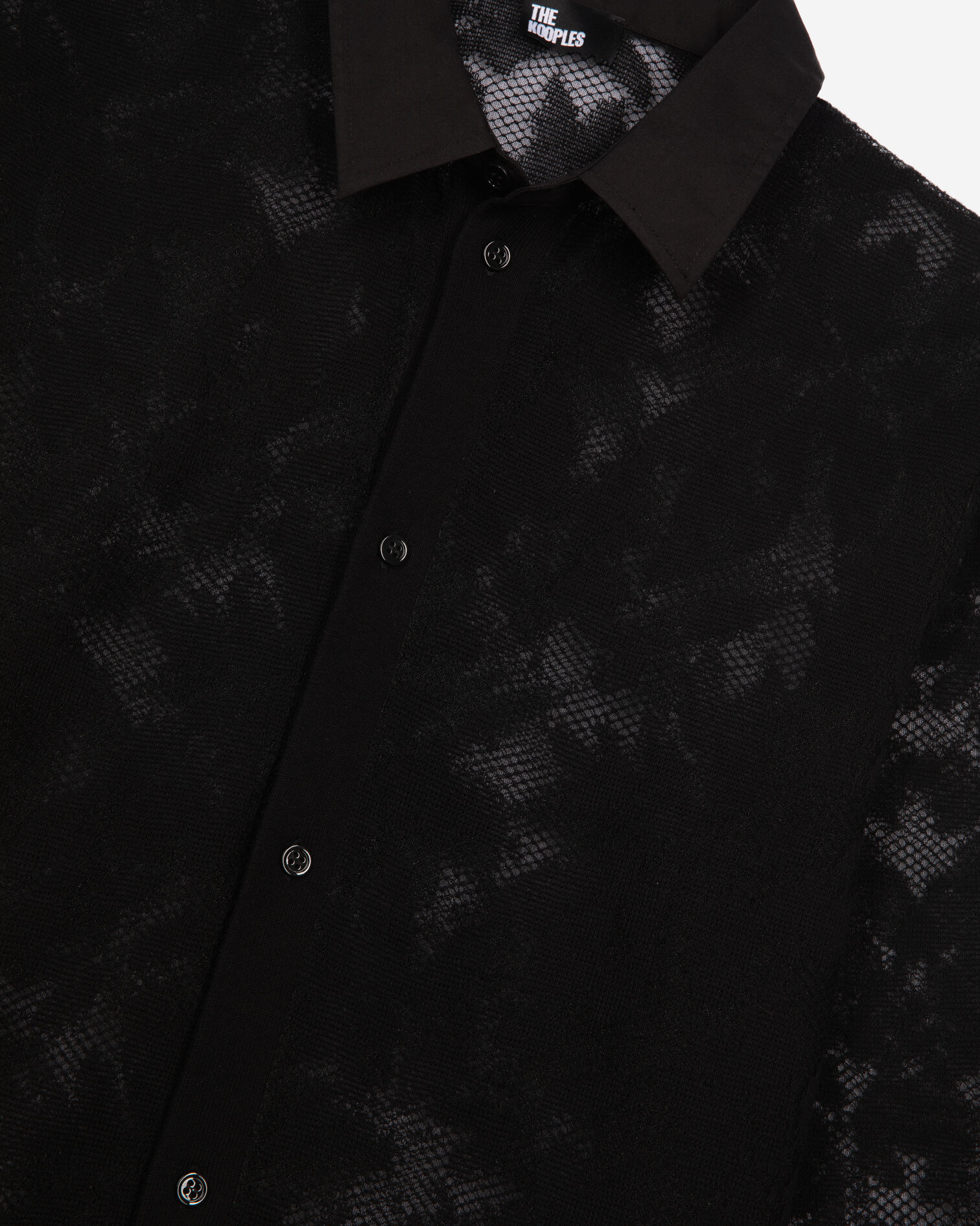 Chemise en maille effet dentelle noir, BLACK, hi-res image number null