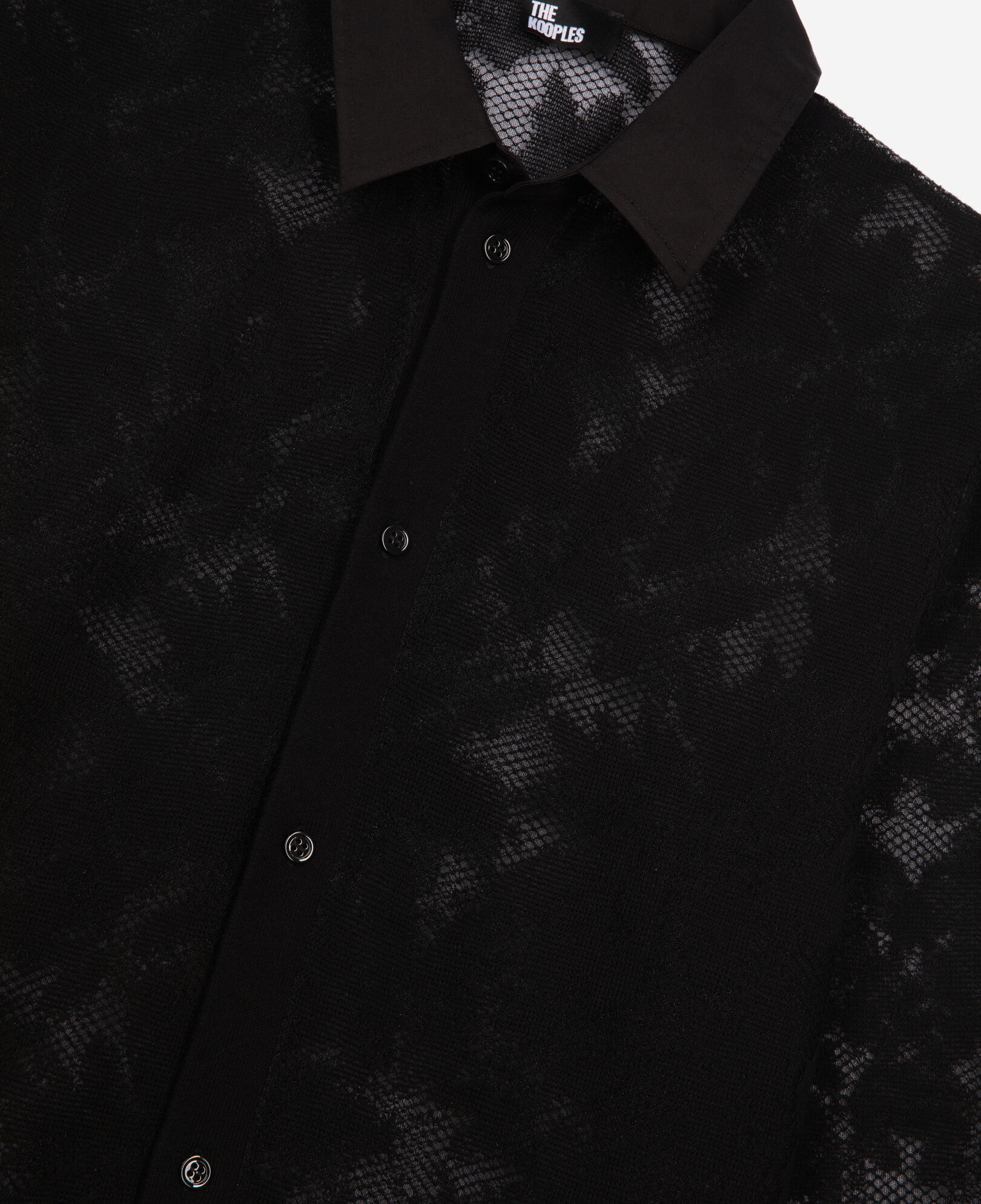 The Kooples MEN BLACK black lace effect mesh shirt