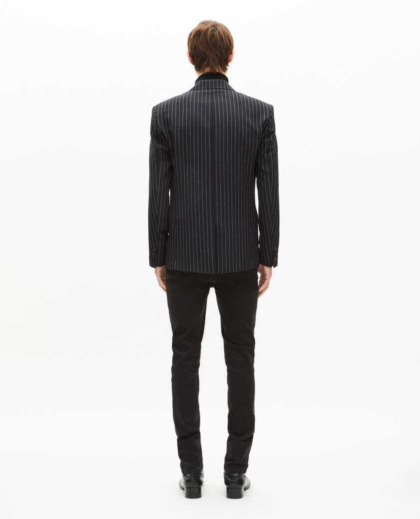 The Kooples MEN BLACK GREY black double-breasted striped jacket