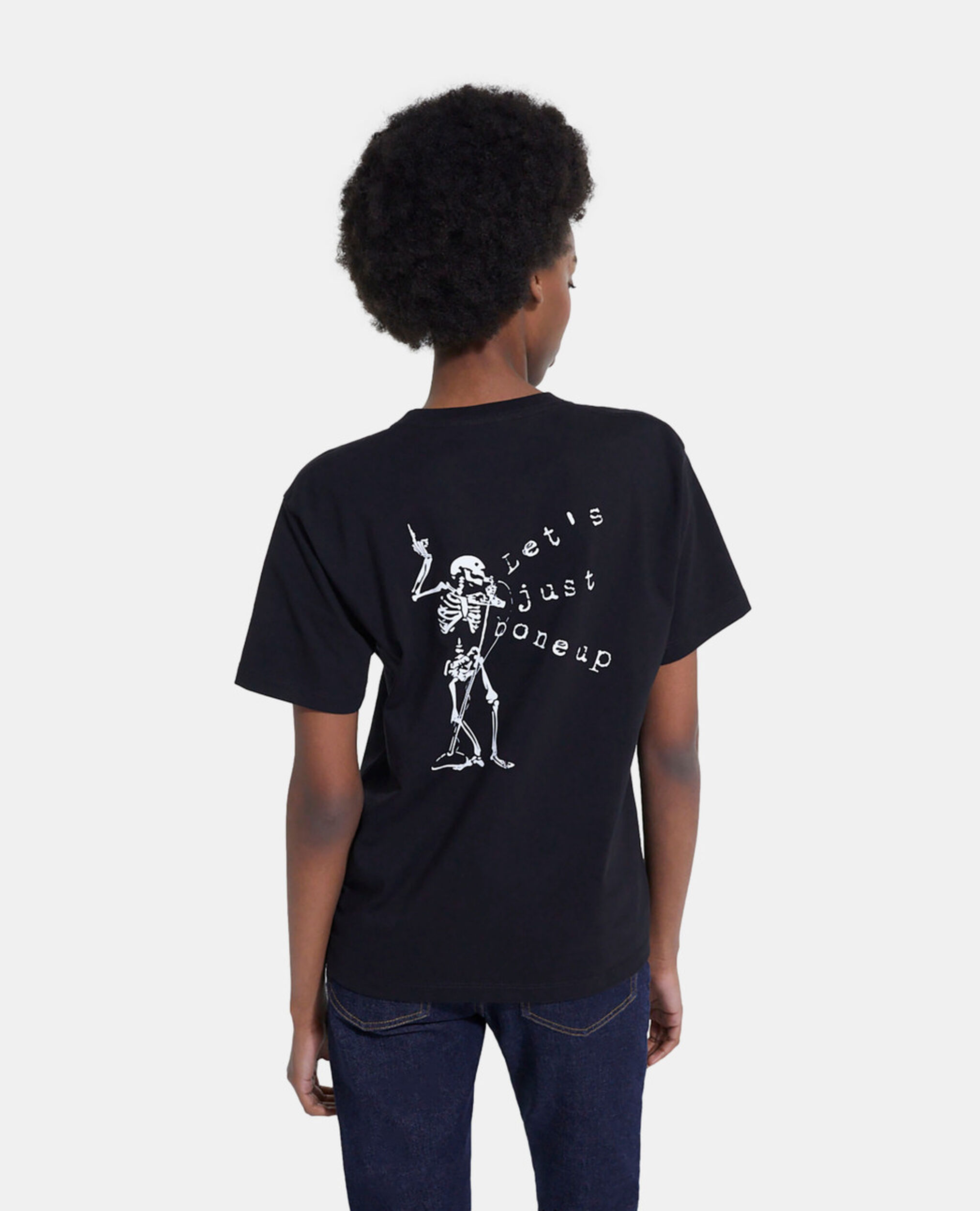 Black screen print T-shirt, BLACK, hi-res image number null