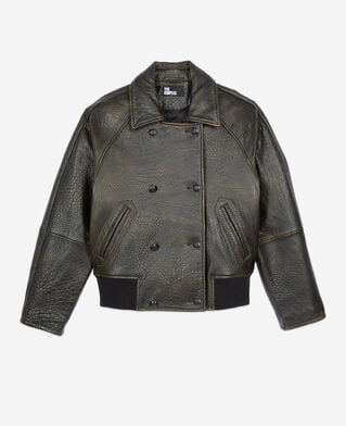 The Kooples FEMME DARK BROWN blouson en cuir marron