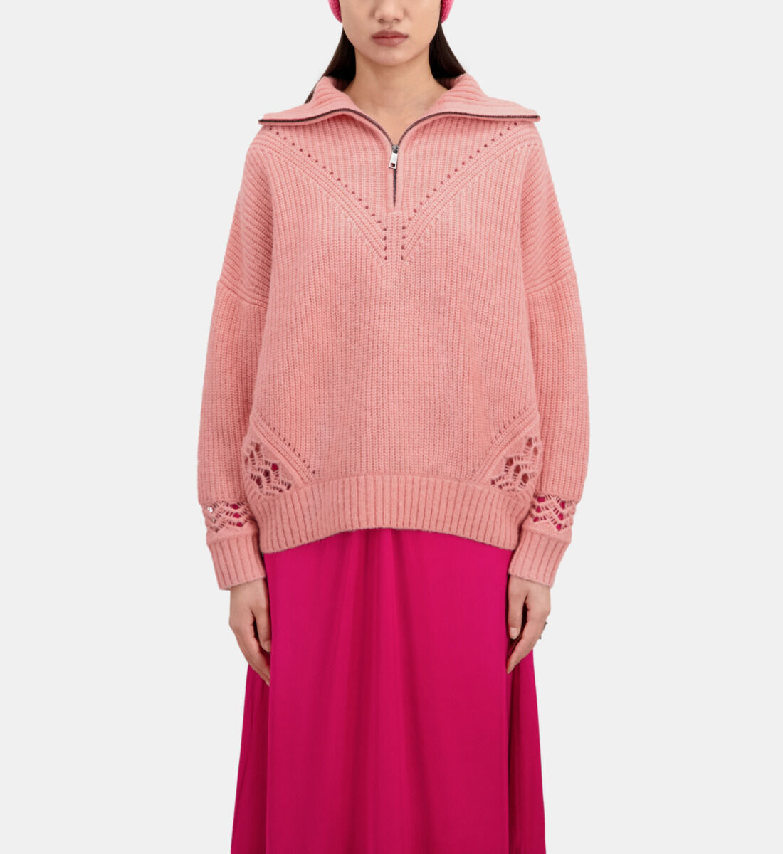 Pink wool online coat zara