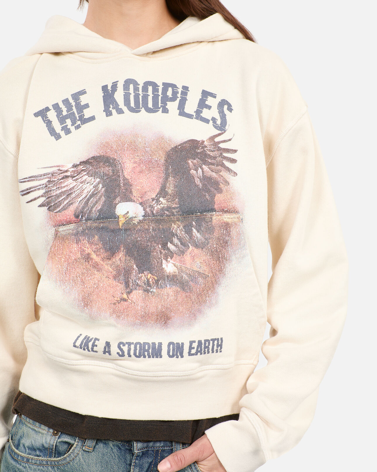 The Kooples WOMEN ECRU ecru hoodie with serigraphy